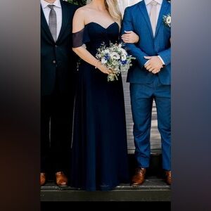 MORI LEE  navy bridesmaids dress 21651 US size 4.